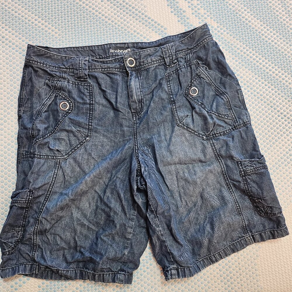 Women's Plus Size Denim Lightweight Cargo Utility Shorts Size 16